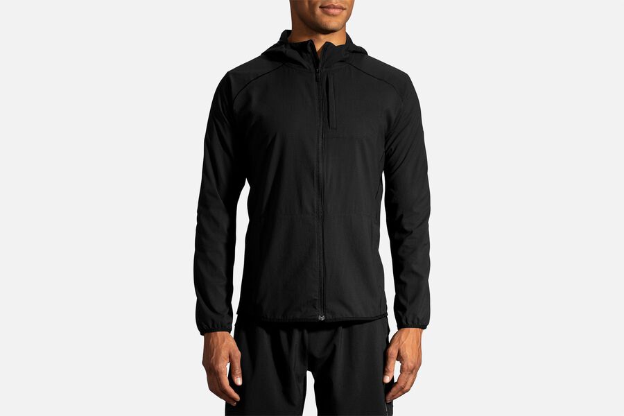 Mens Brooks Canopy Outerwear Black | 729631-IXU